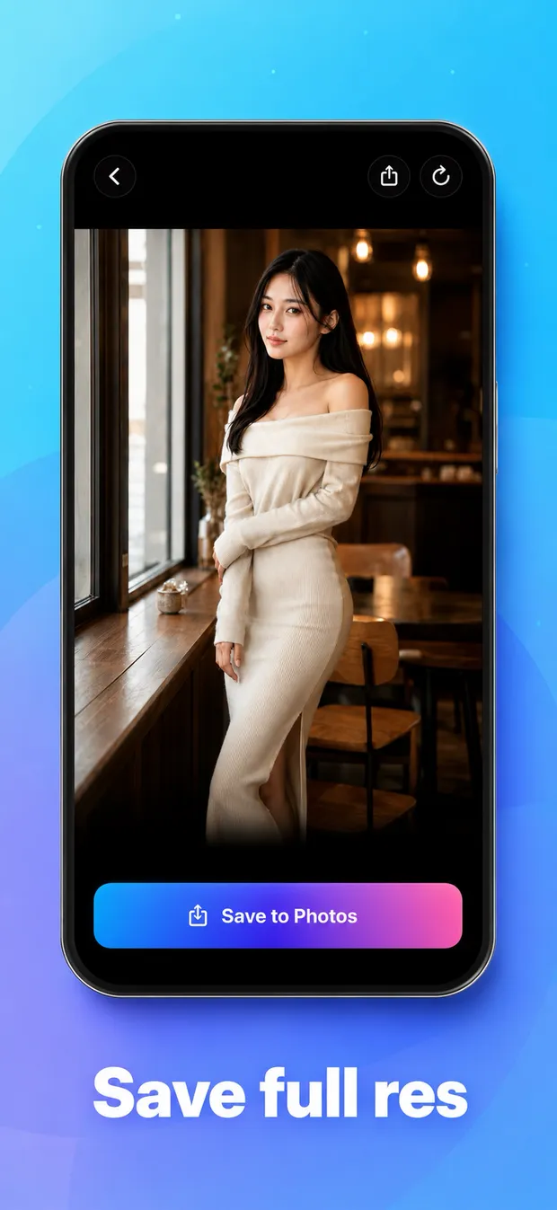 AnyFace result screen with a Save to Photos button